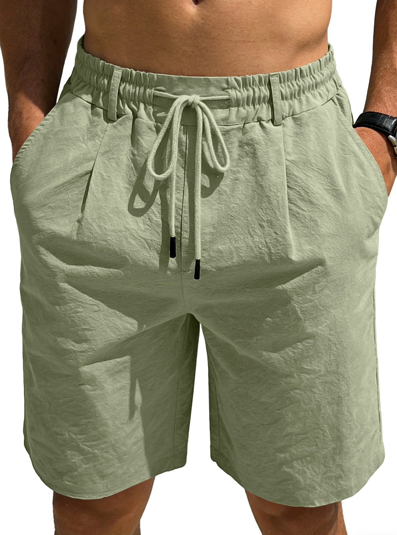 Short Linen Drawstring - Men‘s Cotton Linen Shorts Summer Casual
