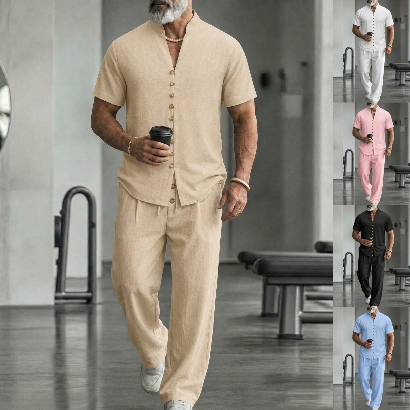 Short Linen Drawstring - Summer men's new fashionable casual linen