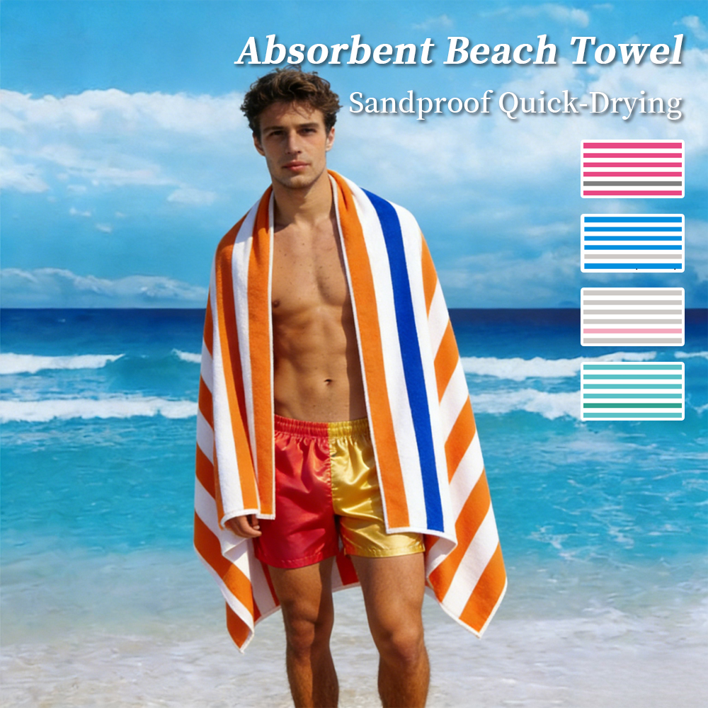 Beach Towel Large - Vibrant Striped Beach Towel Large 31.5x63inch