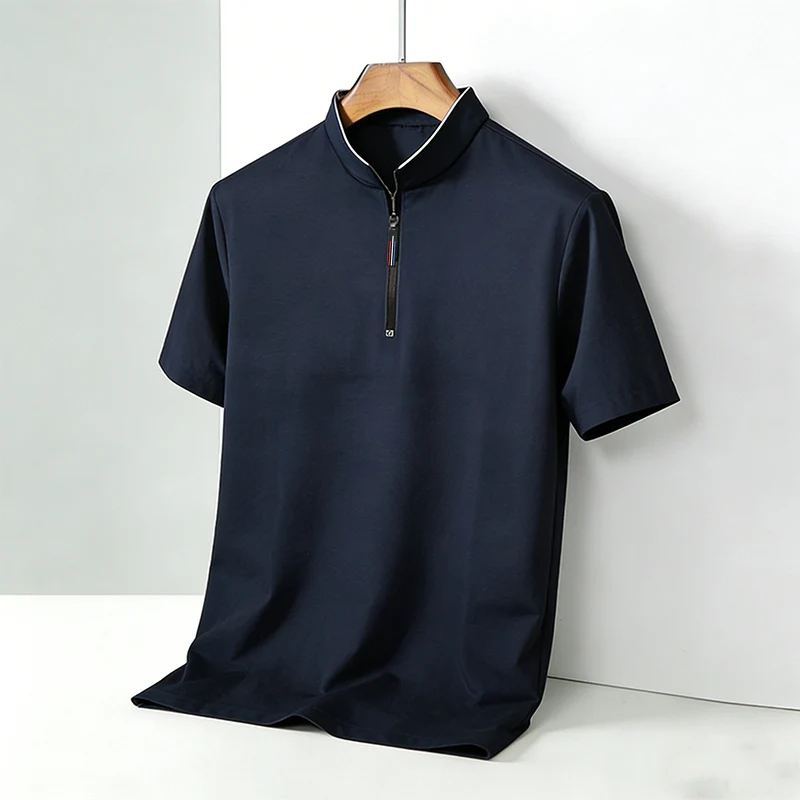 Polo Shirt Pique - Men's 2026 Half Zip Stand Collar