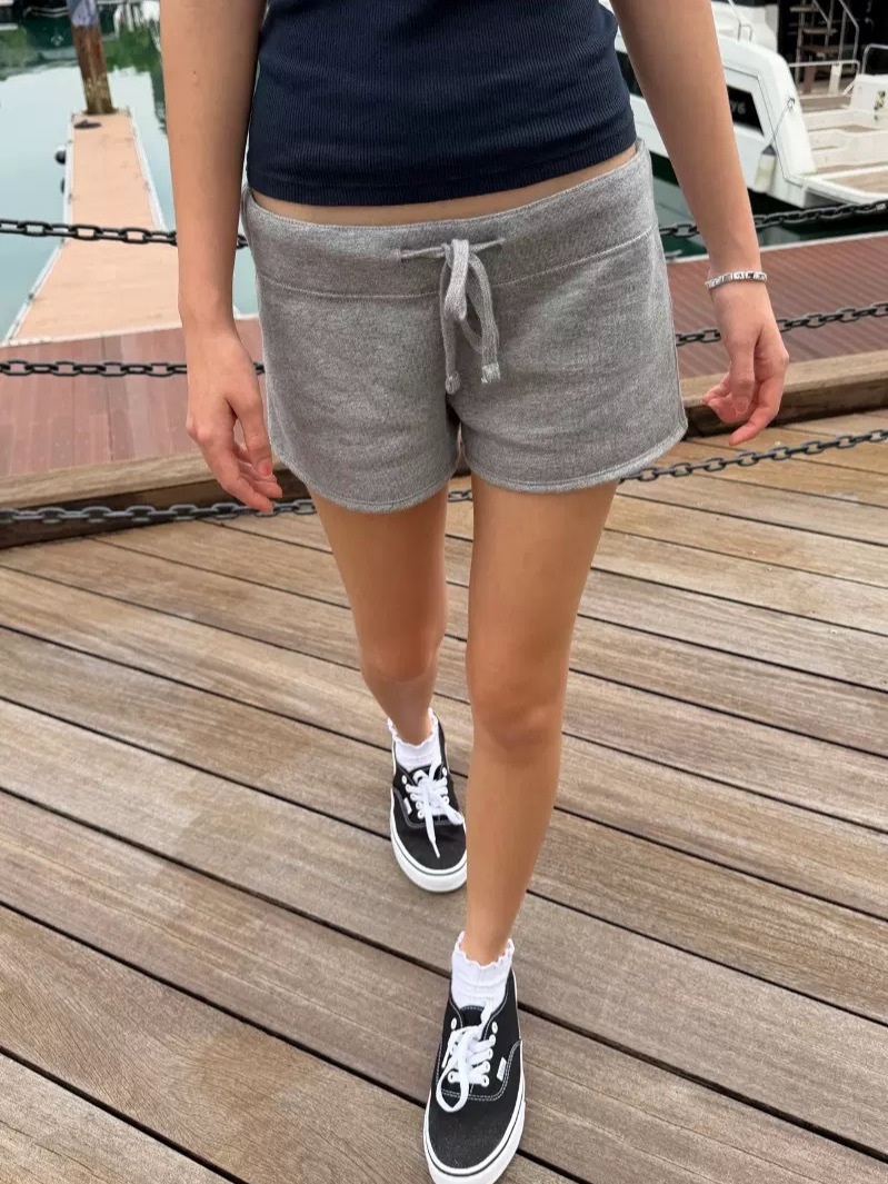 New Gray Cotton Drawstring Sho - Short Linen Drawstring reseña y precio