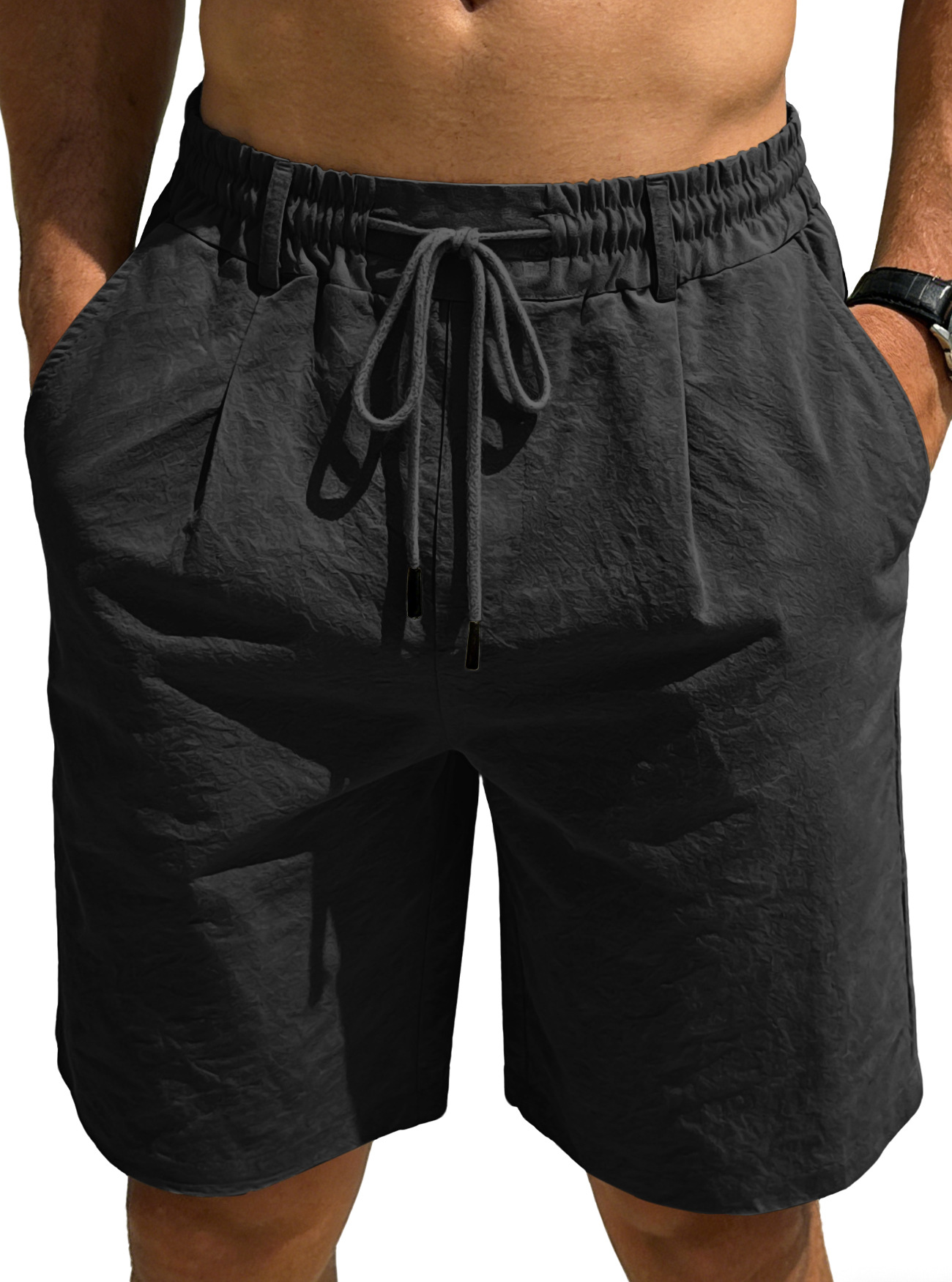 Men‘s Cotton Linen Shorts Summ - Short Linen Drawstring reseña y precio