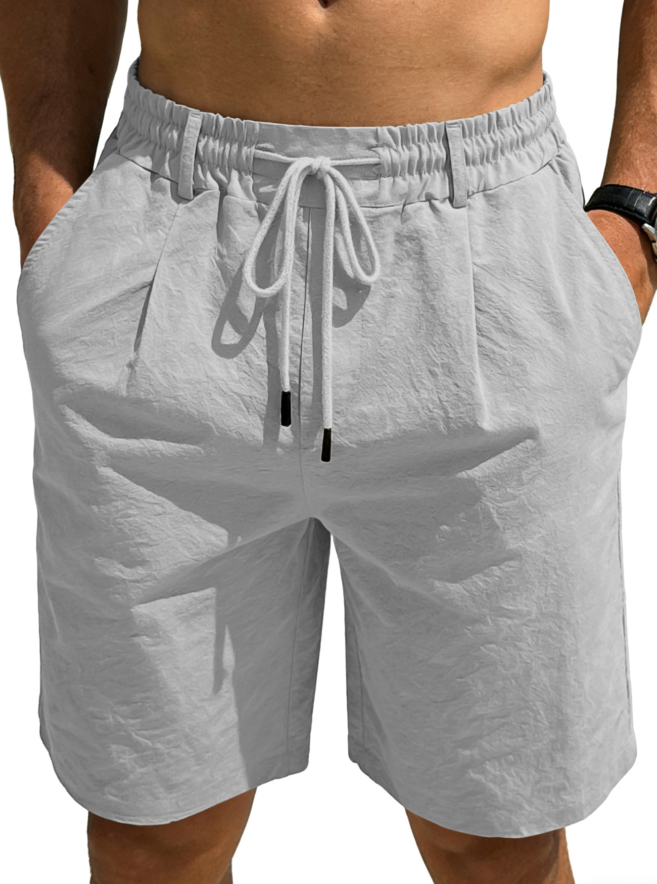 Men‘s Cotton Linen Shorts Summ - Short Linen Drawstring reseña y precio