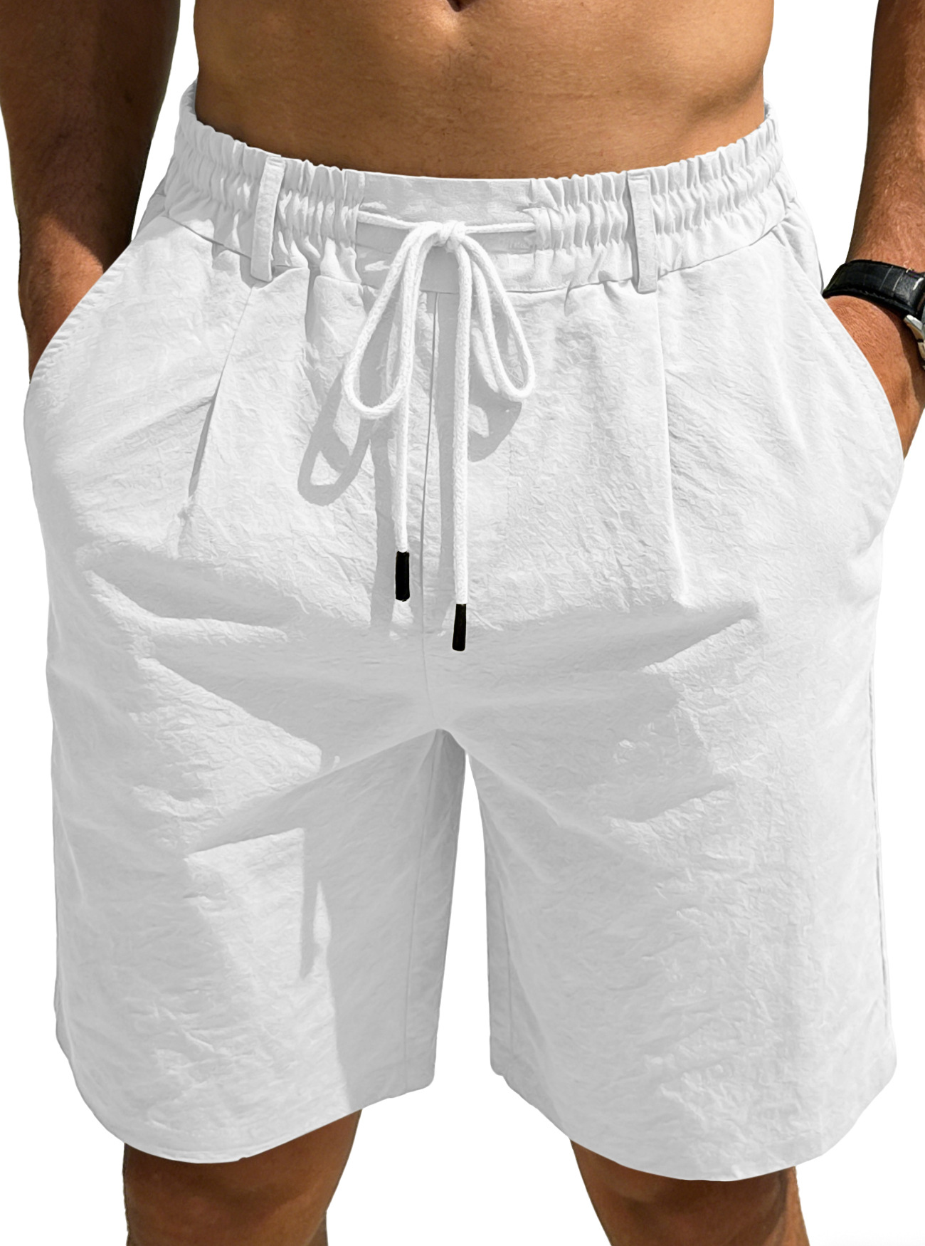 Men‘s Cotton Linen Shorts Summ - Short Linen Drawstring reseña y precio