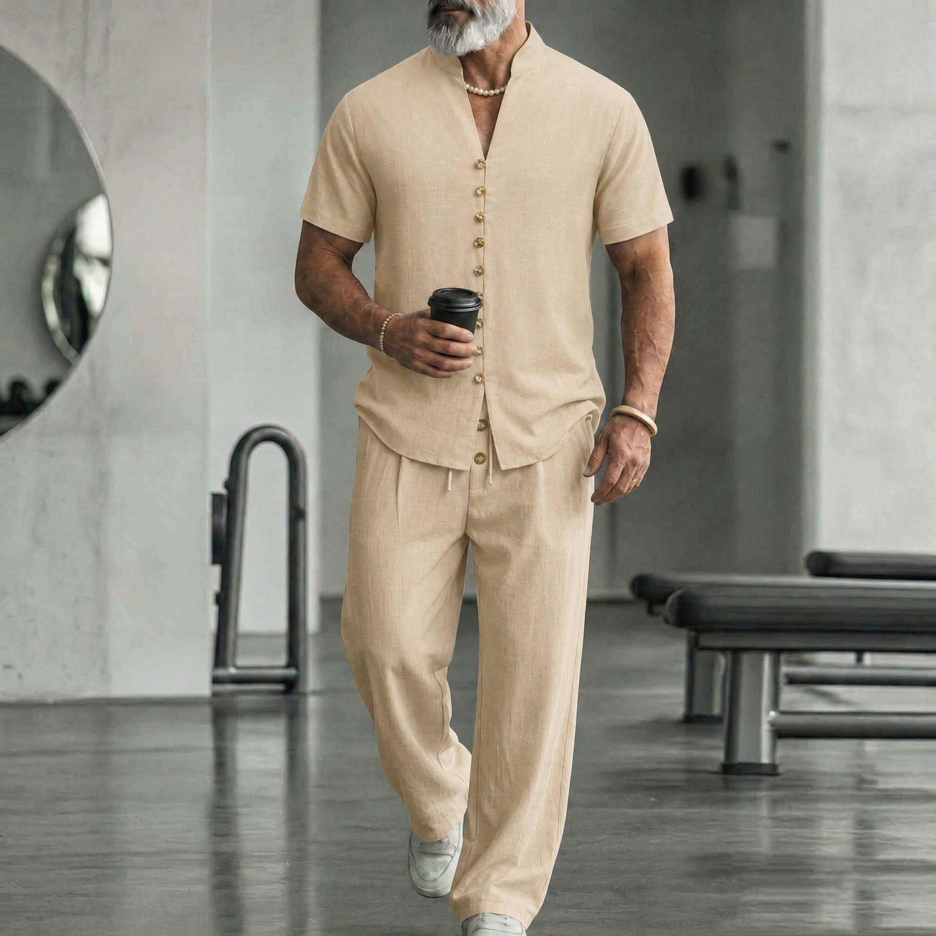 Summer men's new fashionable c - Short Linen Drawstring reseña y precio