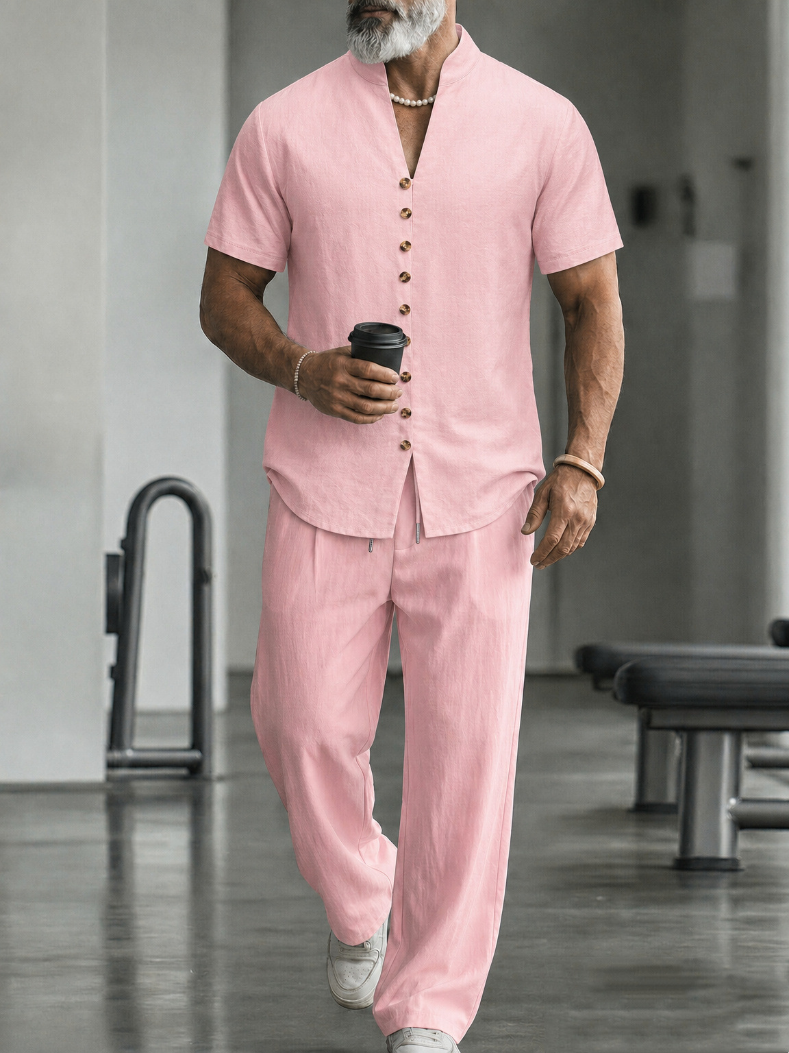 Summer men's new fashionable c - Short Linen Drawstring reseña y precio