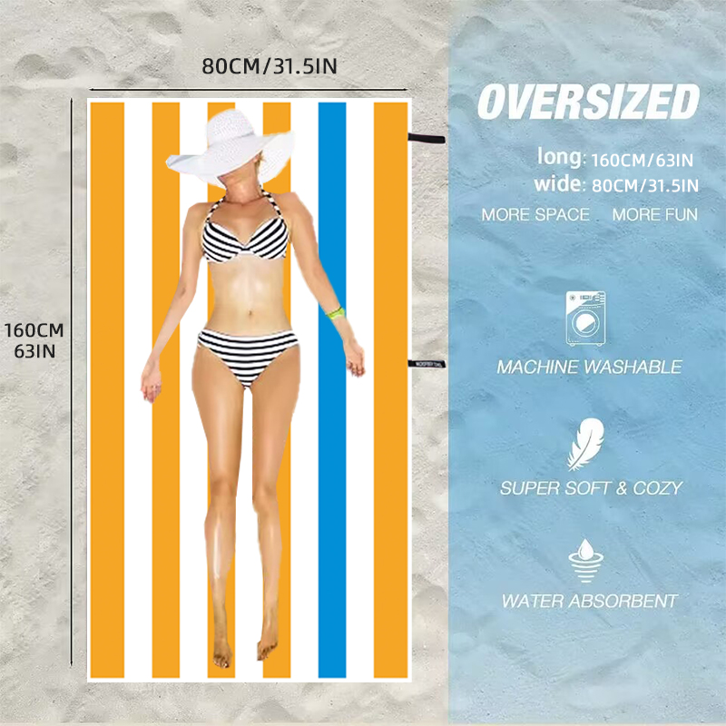 Vibrant Striped Beach Towel La - Beach Towel Large reseña y precio