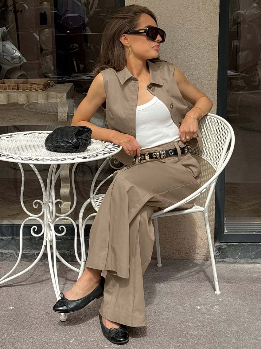 Oymimi Fashion Brown Cotton Wo - Shirt Camp Collar reseña y precio
