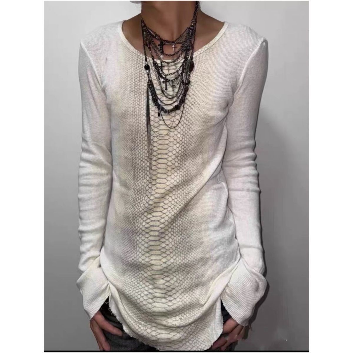 Tops Longsleeve Black Round Ne - Tee Graphic Print reseña y precio
