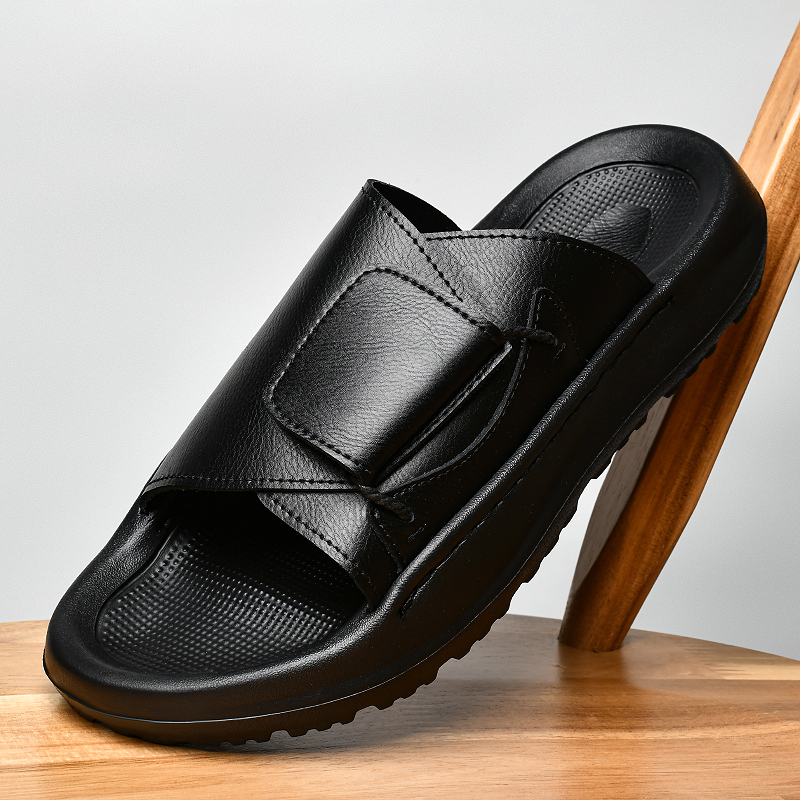 Leather Men's Slippers Slides  - Flip Flop Leather Men reseña y precio
