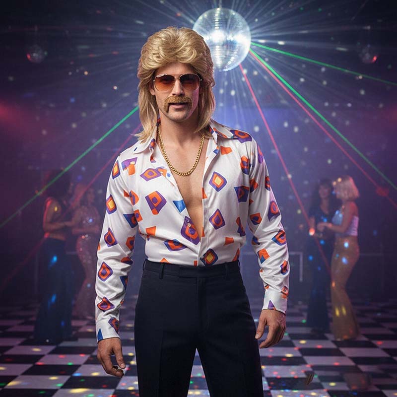 80s Disco Synthetic Wig Set Go - Sunglass Retainer Cord reseña y precio