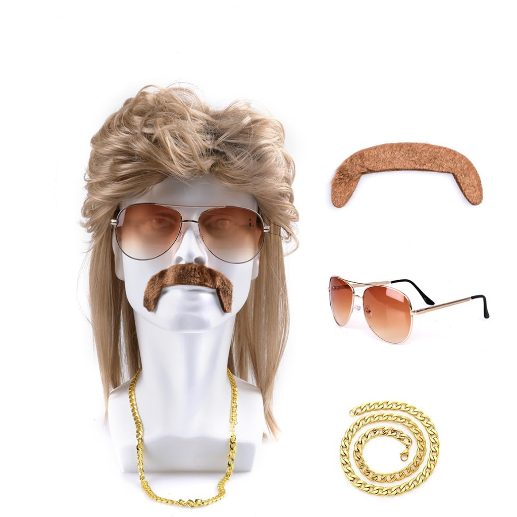 80s Disco Synthetic Wig Set Go - Sunglass Retainer Cord reseña y precio