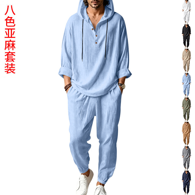 Men's Summer Linen 2 Piece Set - Short Linen Drawstring reseña y precio