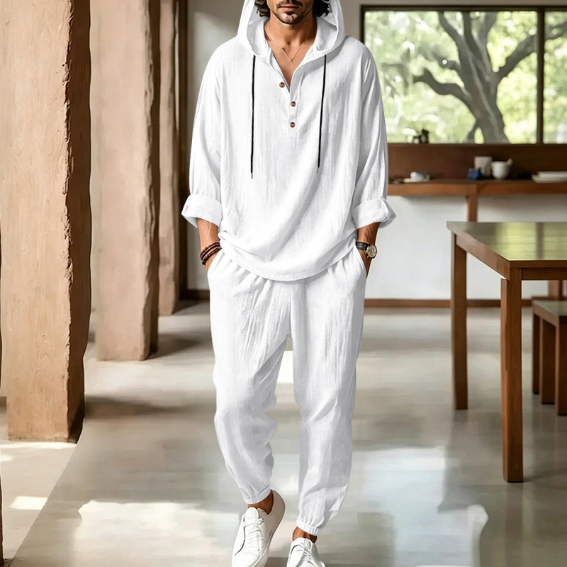 Men's Summer Linen 2 Piece Set - Short Linen Drawstring reseña y precio