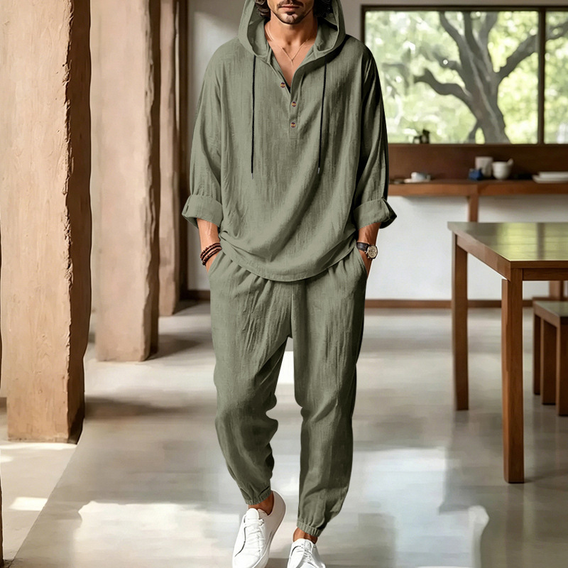 Men's Summer Linen 2 Piece Set - Short Linen Drawstring reseña y precio