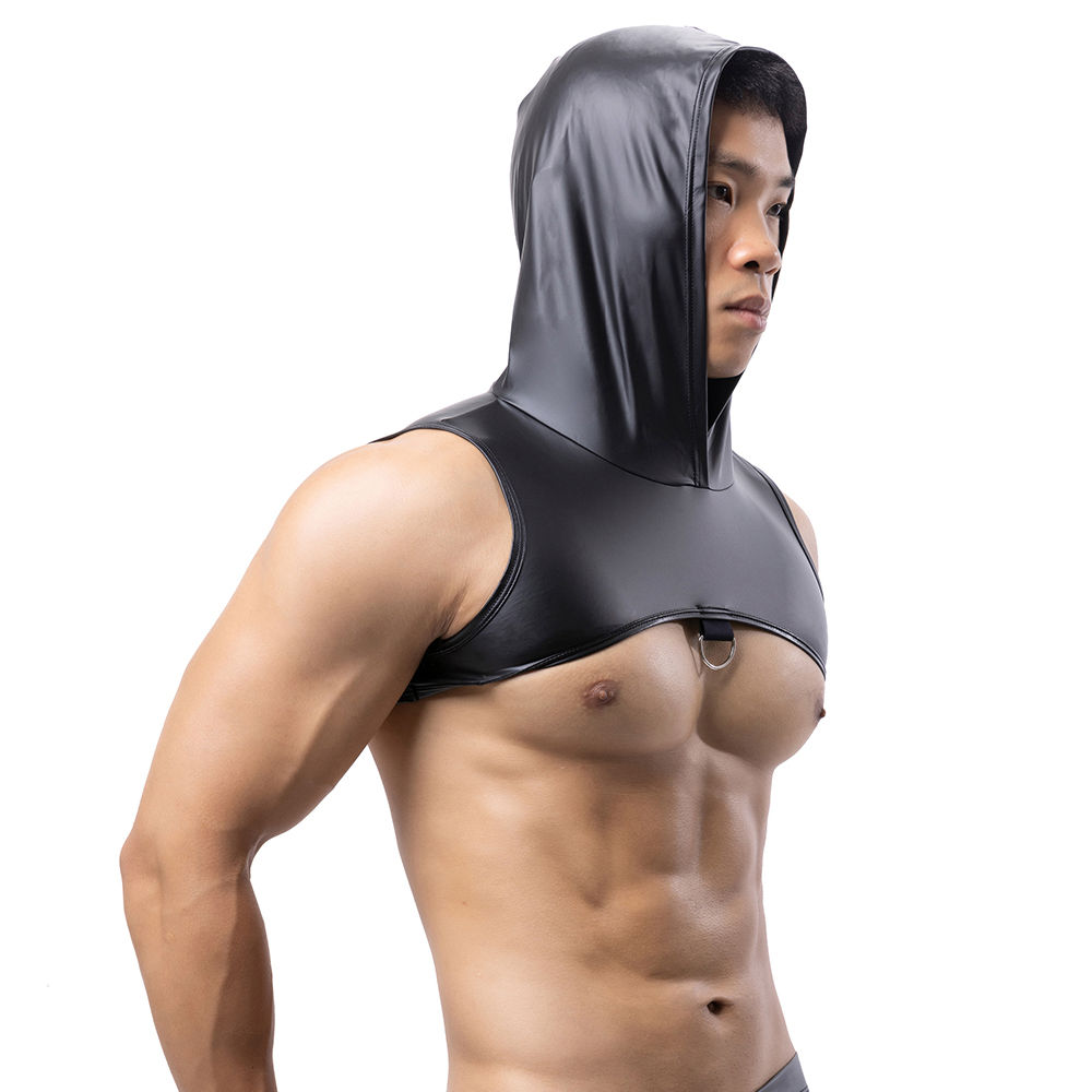 Men Faux Leather Hooded Fitnes - Tank Top Muscle reseña y precio