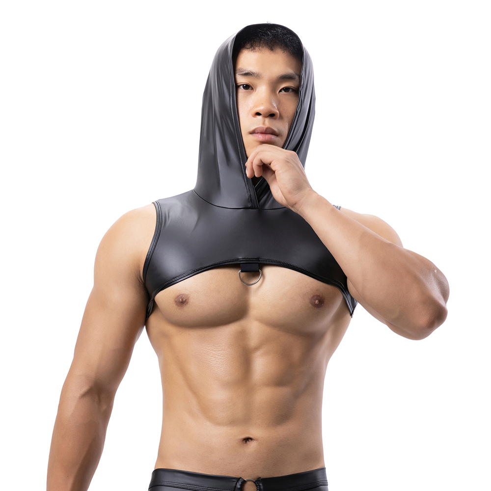 Men Faux Leather Hooded Fitnes - Tank Top Muscle reseña y precio