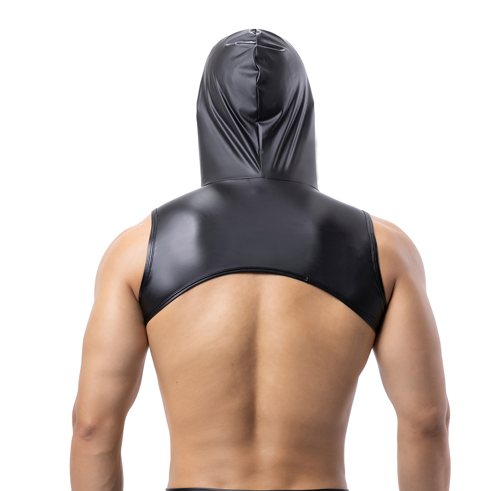 Men Faux Leather Hooded Fitnes - Tank Top Muscle reseña y precio