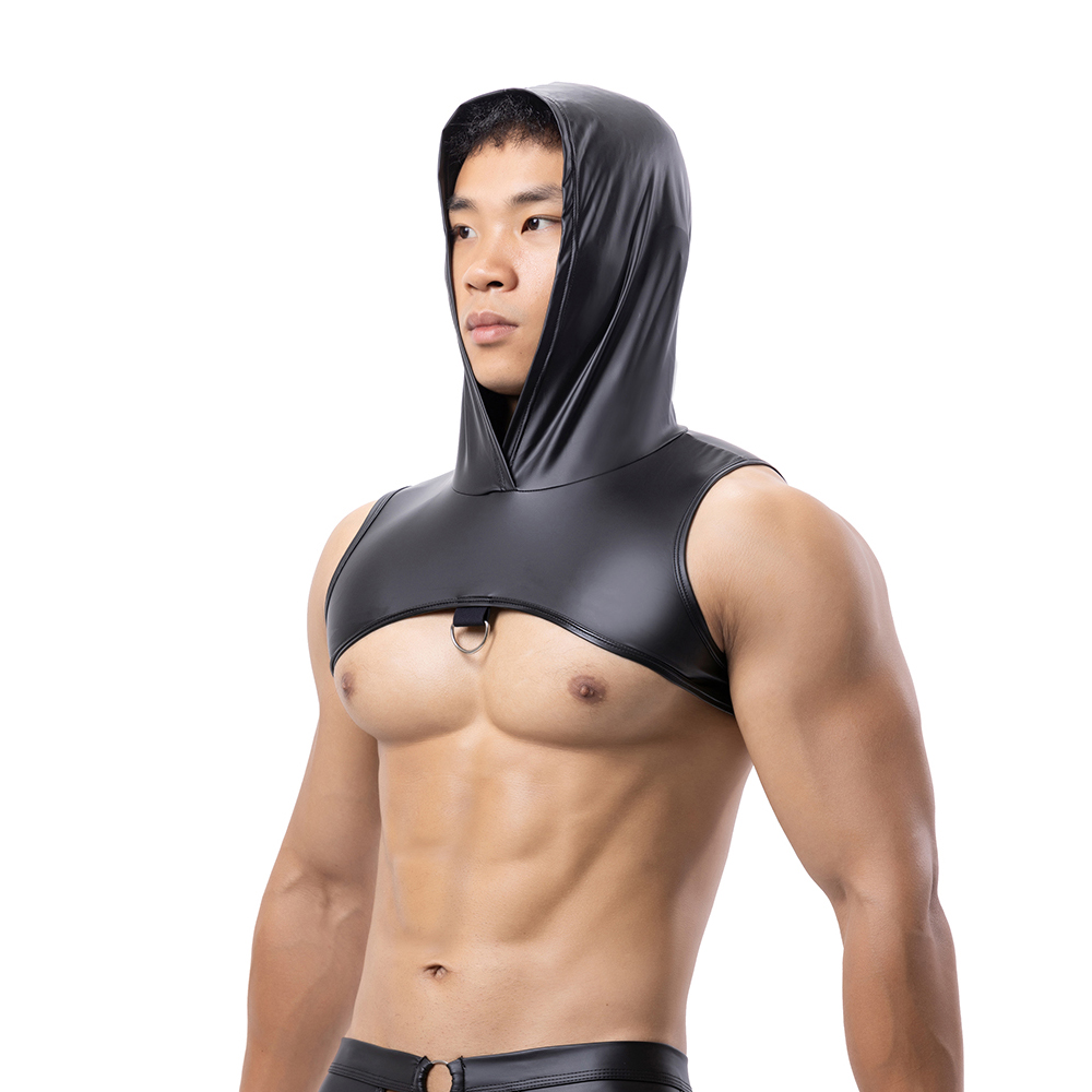 Men Faux Leather Hooded Fitnes - Tank Top Muscle reseña y precio