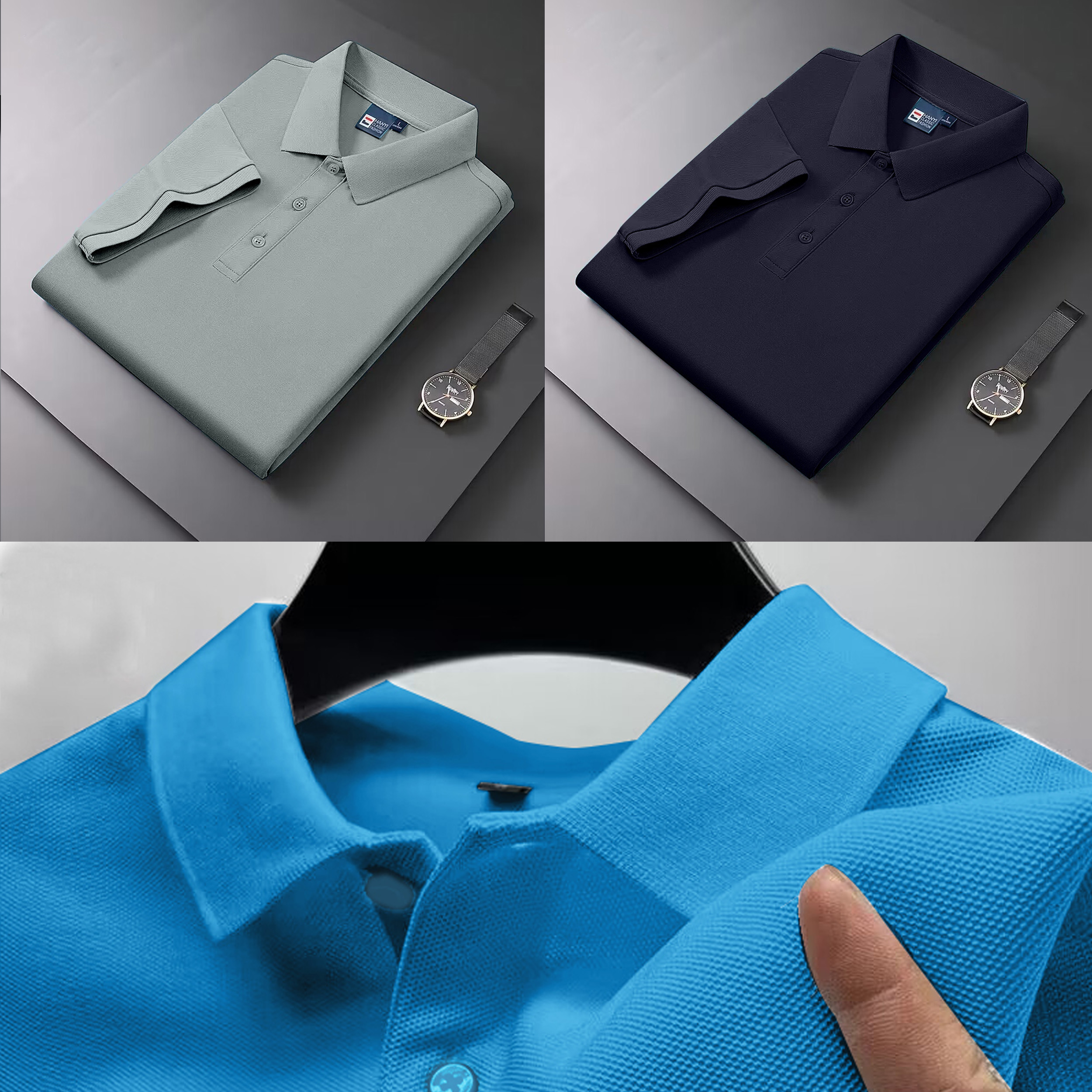 2025 New Men's Fashion Solid S - Polo Shirt Pique reseña y precio