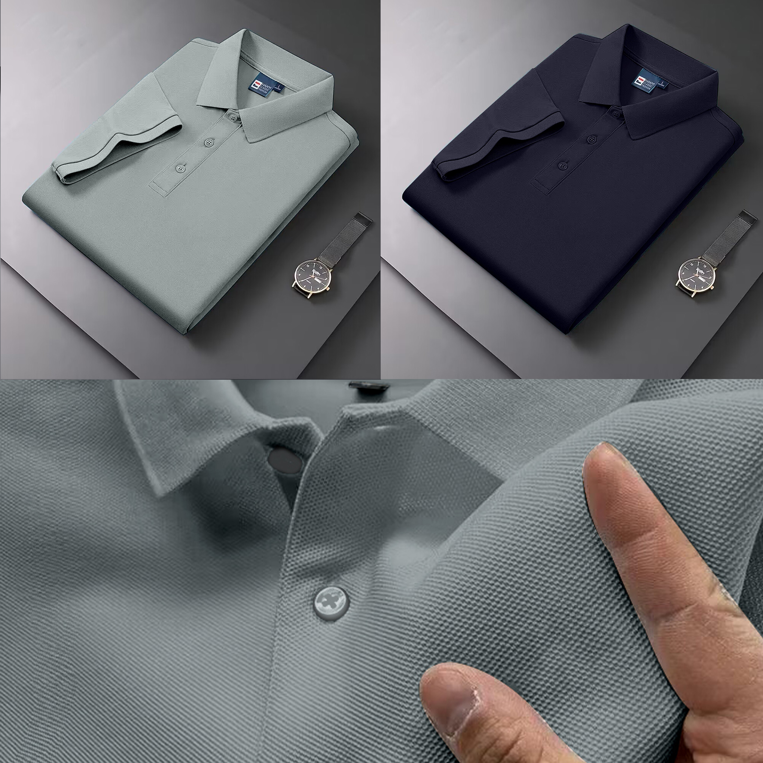 2025 New Men's Fashion Solid S - Polo Shirt Pique reseña y precio