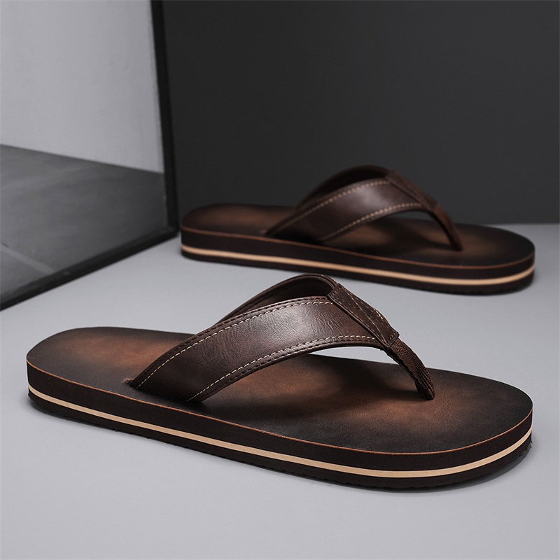Men's Vintage Washed Faux Leat - Flip Flop Leather Men reseña y precio