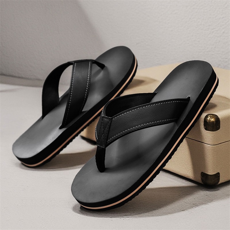 Men's Vintage Washed Faux Leat - Flip Flop Leather Men reseña y precio