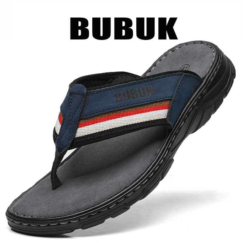 Bubuk Men's First-Layer Cowhid - Flip Flop Leather Men reseña y precio