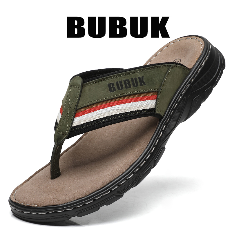 Bubuk Men's First-Layer Cowhid - Flip Flop Leather Men reseña y precio