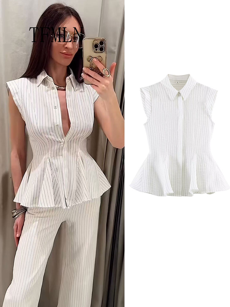 Fashion Striped Blouse Top For - Shirt Camp Collar reseña y precio